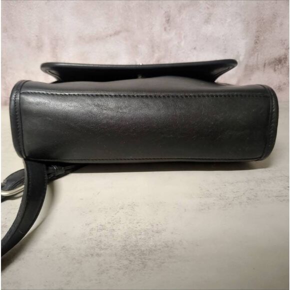 90s Coach Court Black Leather Top Handle Vintage Satchel Crossbody Bag - Picture 7 of 11